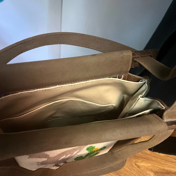 Vintage Road Runner Purse Tote Bag Embroidered Dessert Cottage Core Wooden - Picture 6 of 12